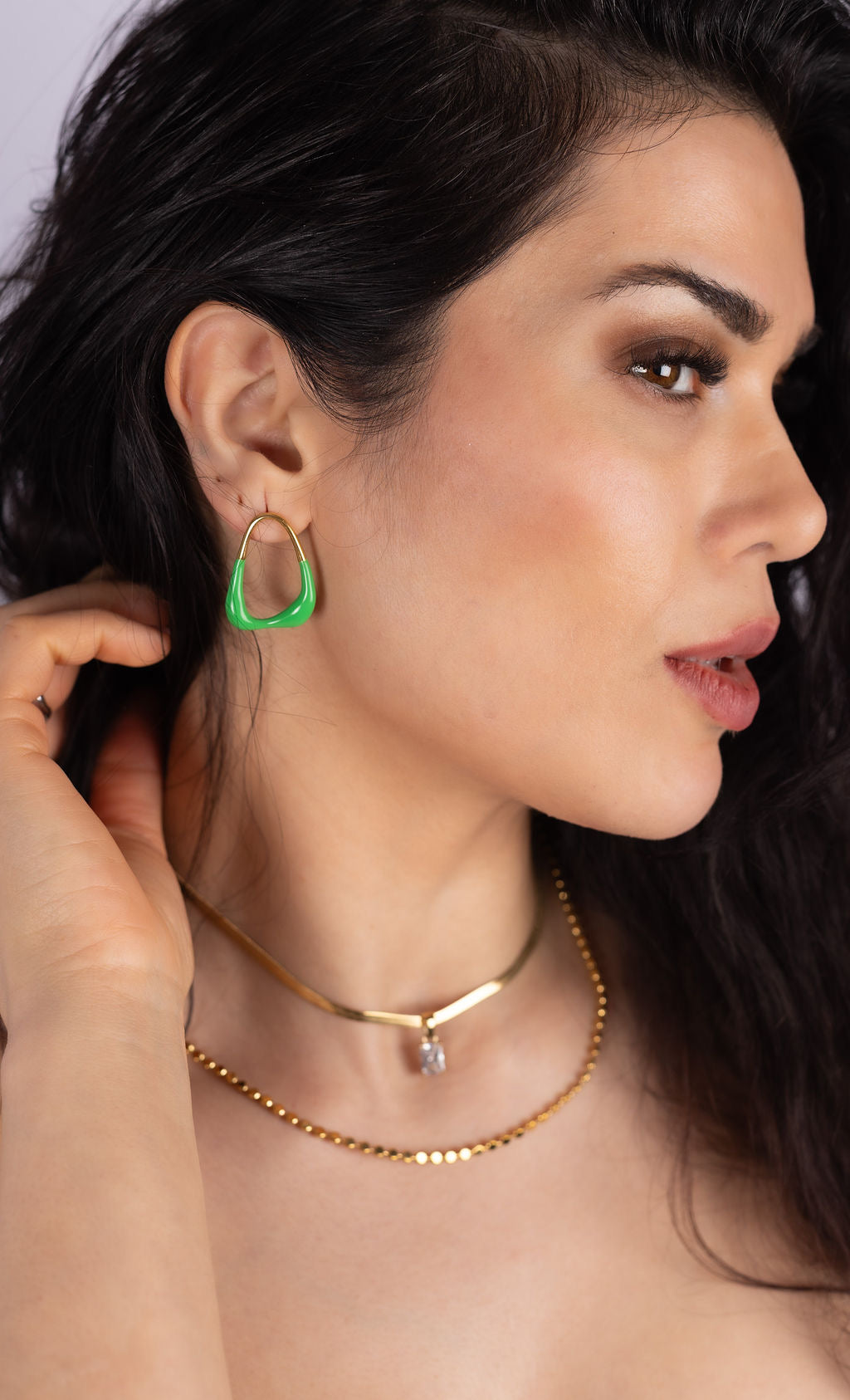 Green dipped hoops silver