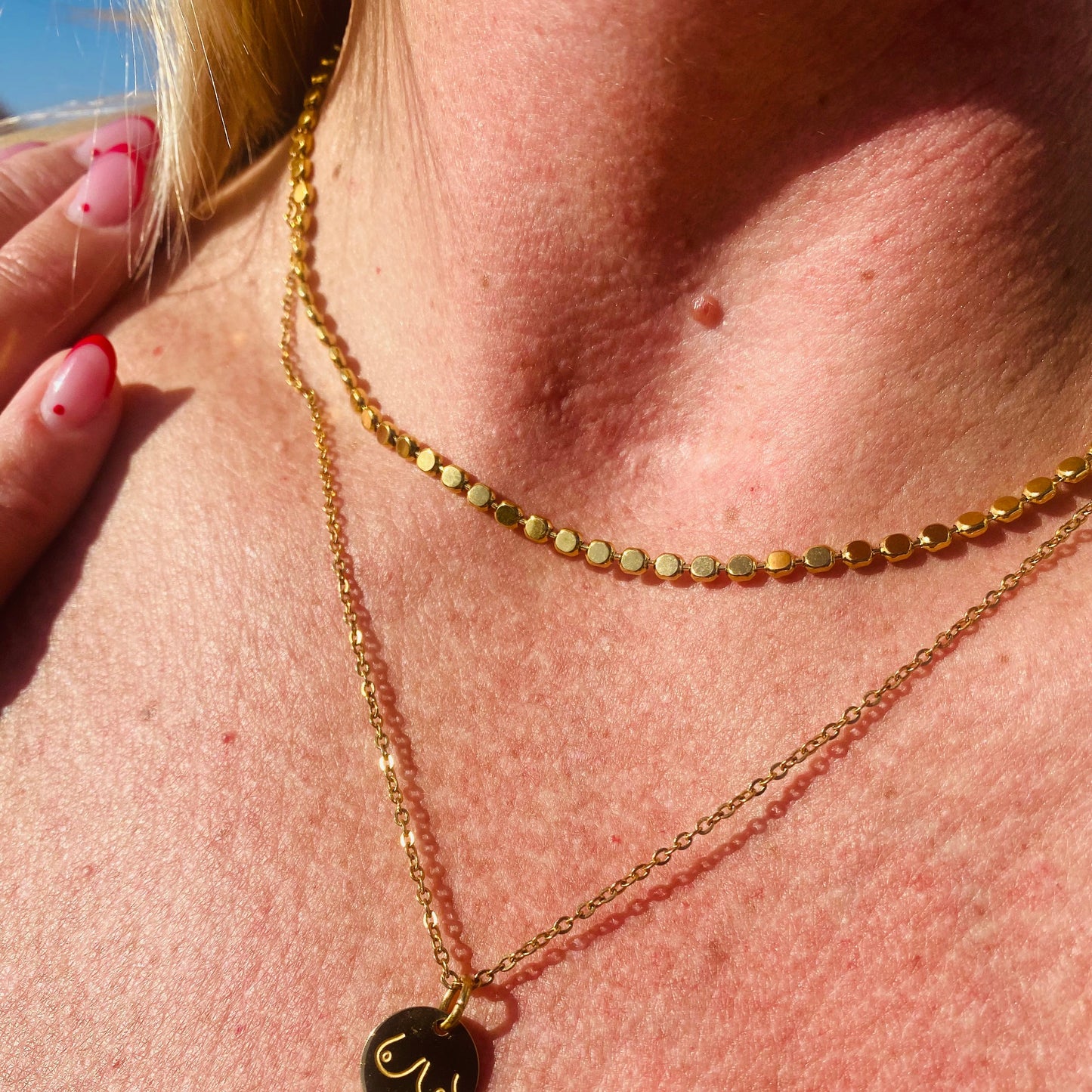 Gold beads necklace