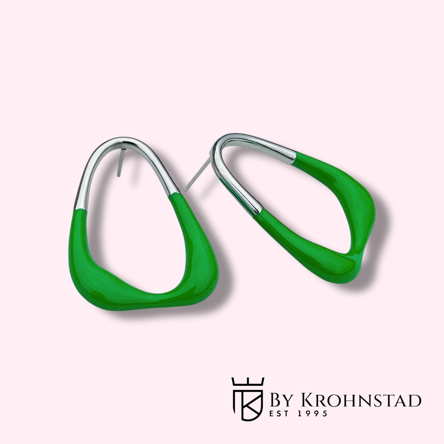 Green dipped hoops silver