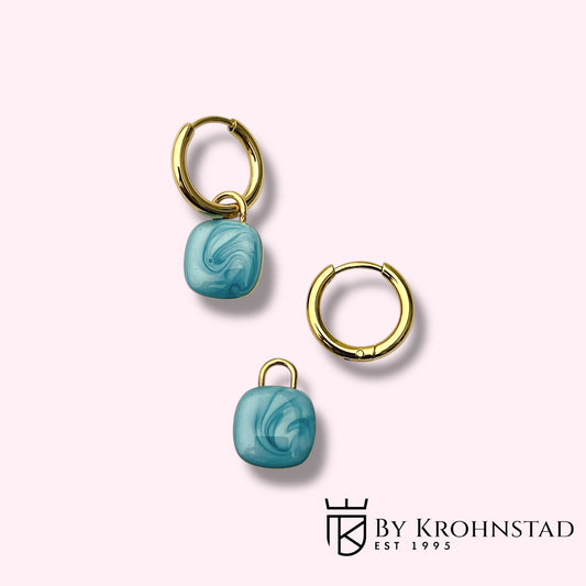 Petite blue Enamel Hoop Earrings