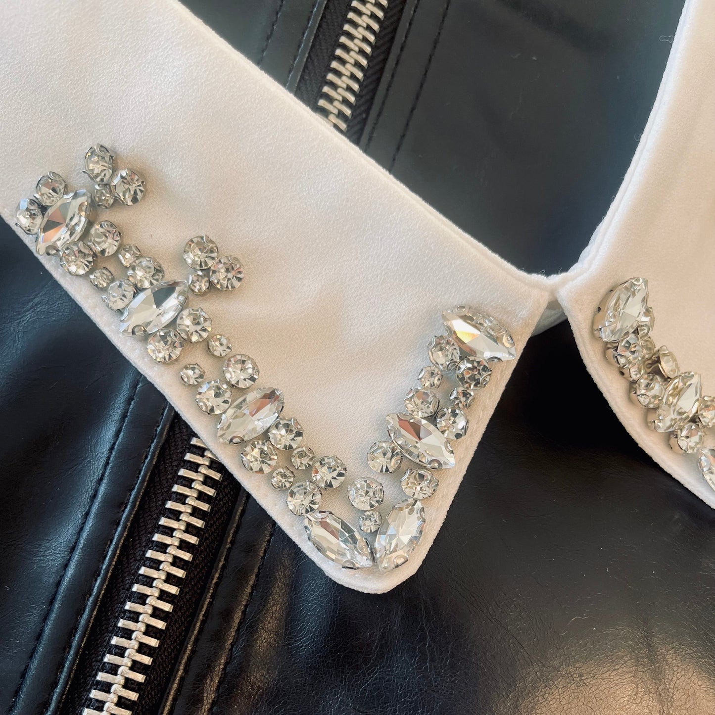 White rhinestone collar