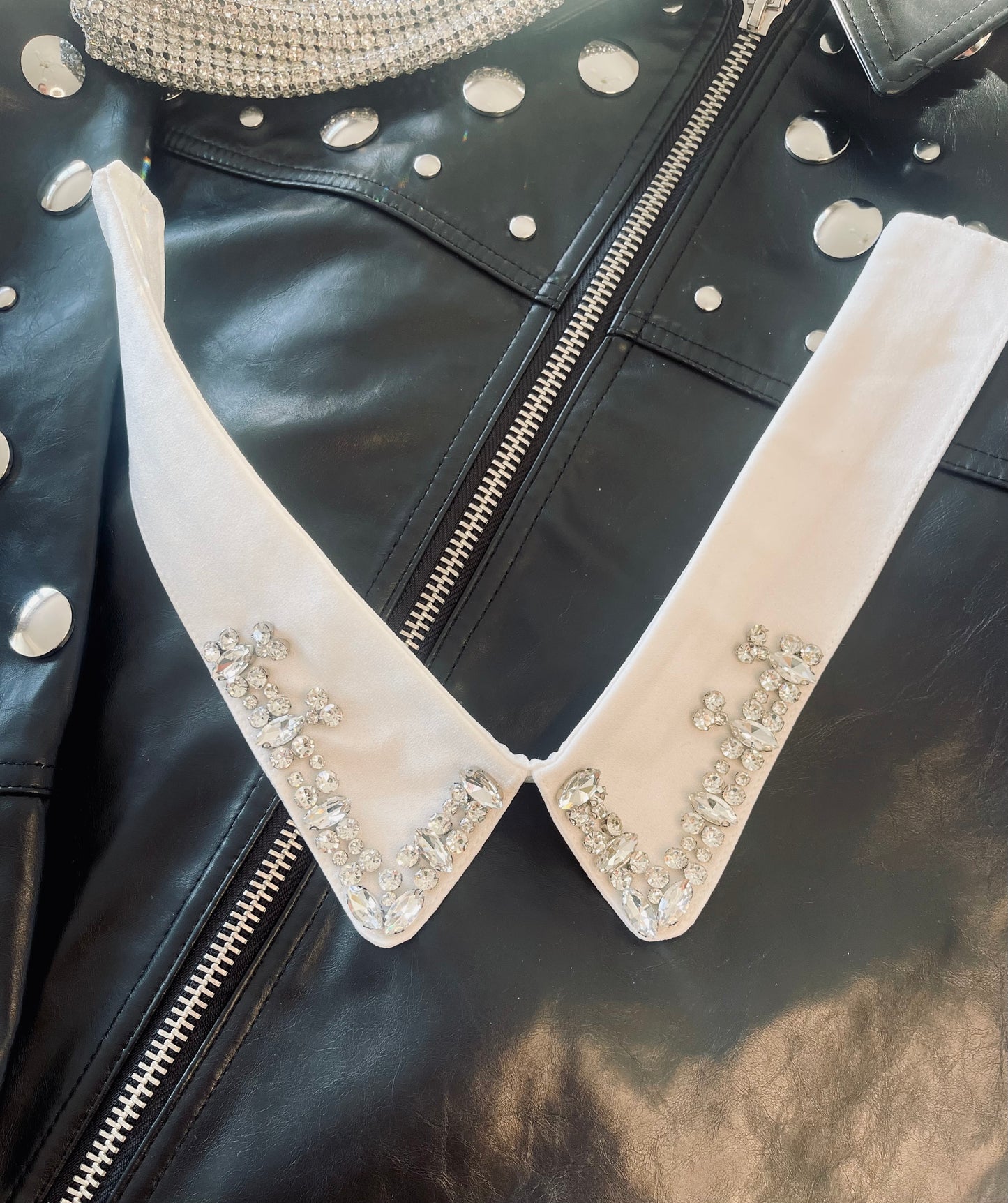 White rhinestone collar
