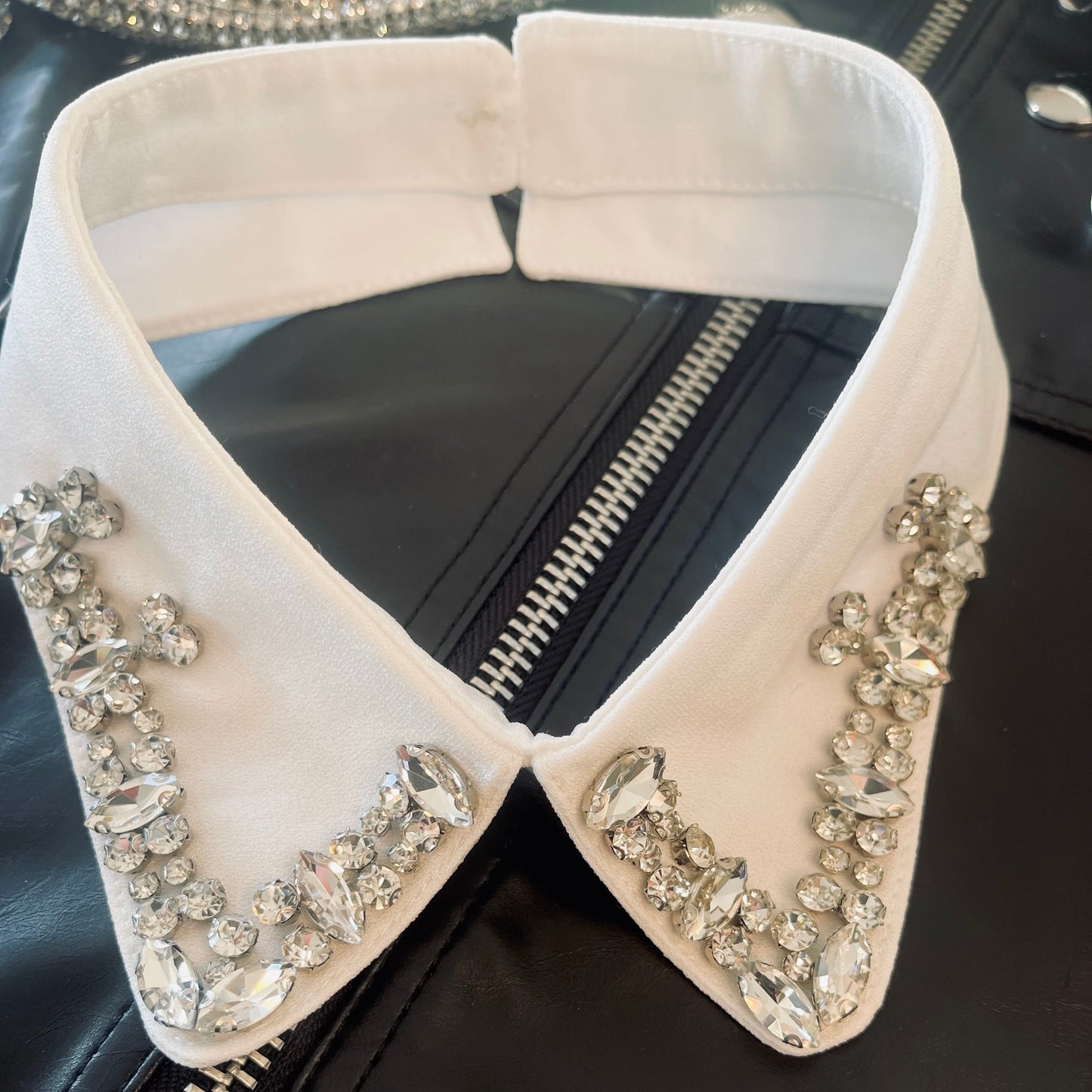 White rhinestone collar