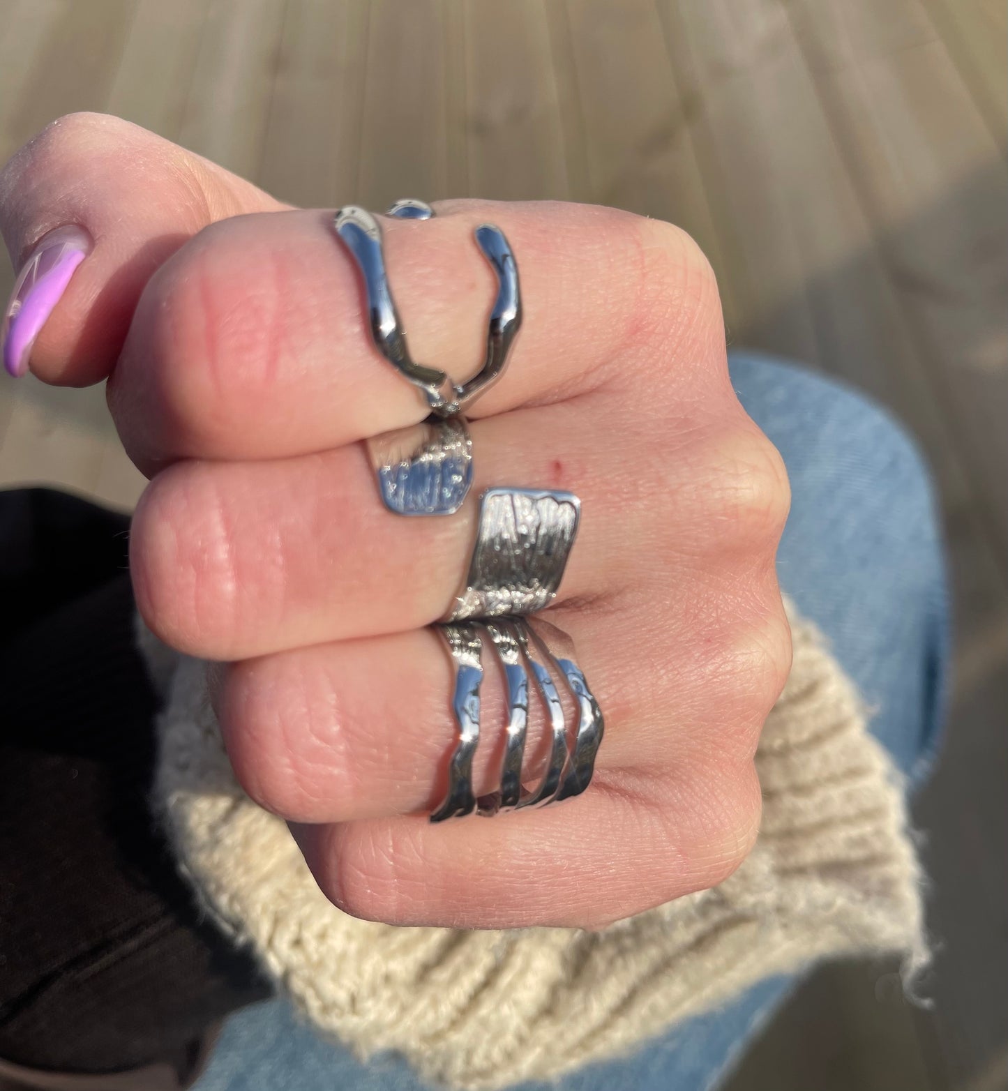Open wave ring silver