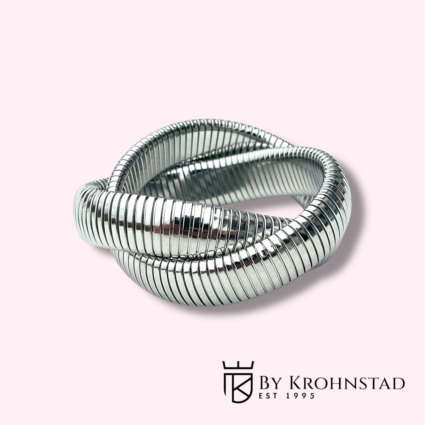 Double elastic silver bangle