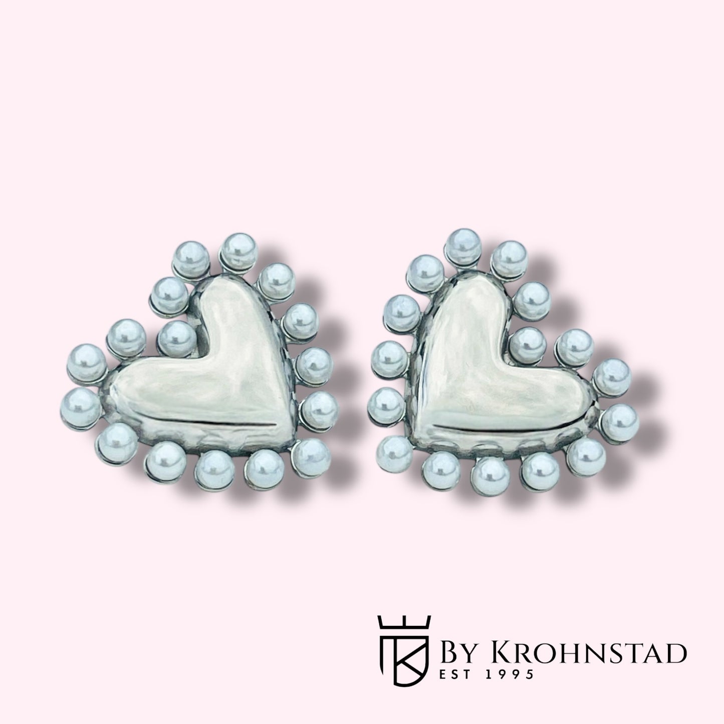 Pearly heart silver earings