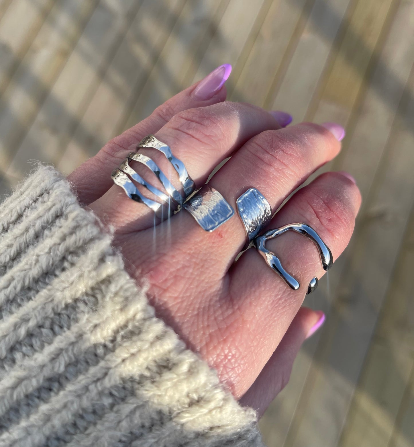 Multi layers ring silver