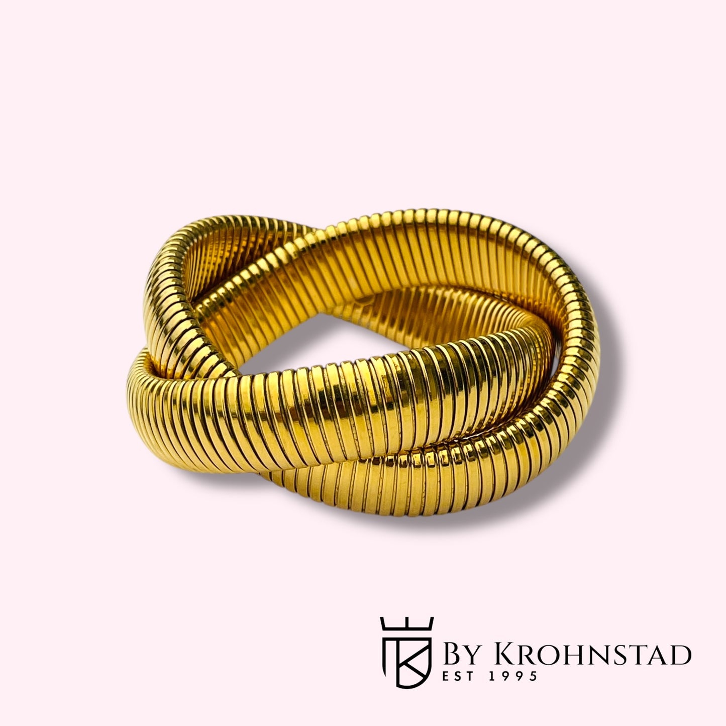 Double elastic gold bangle