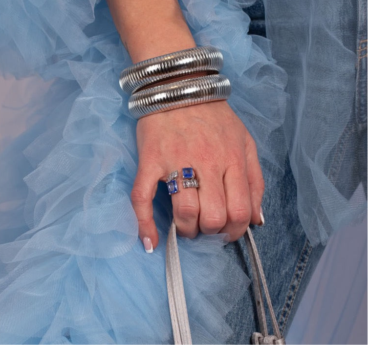 The Charlotte ring silver blue