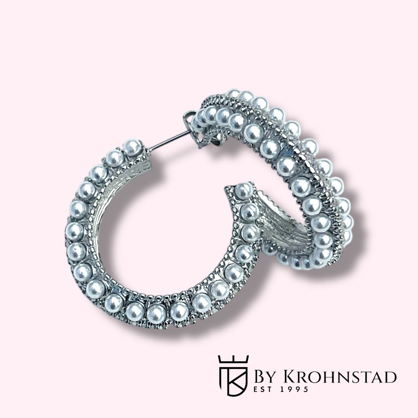 Pearl silver hoop