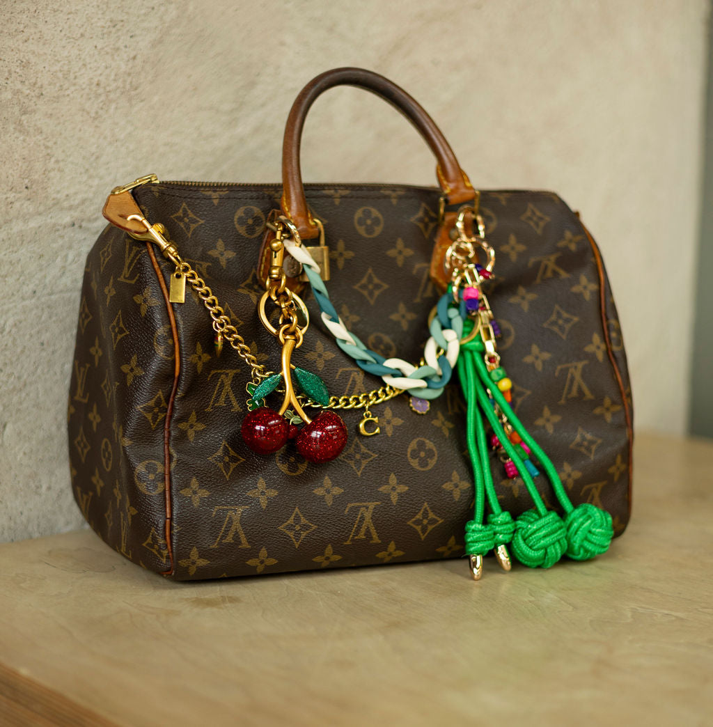 Green knot bag charm