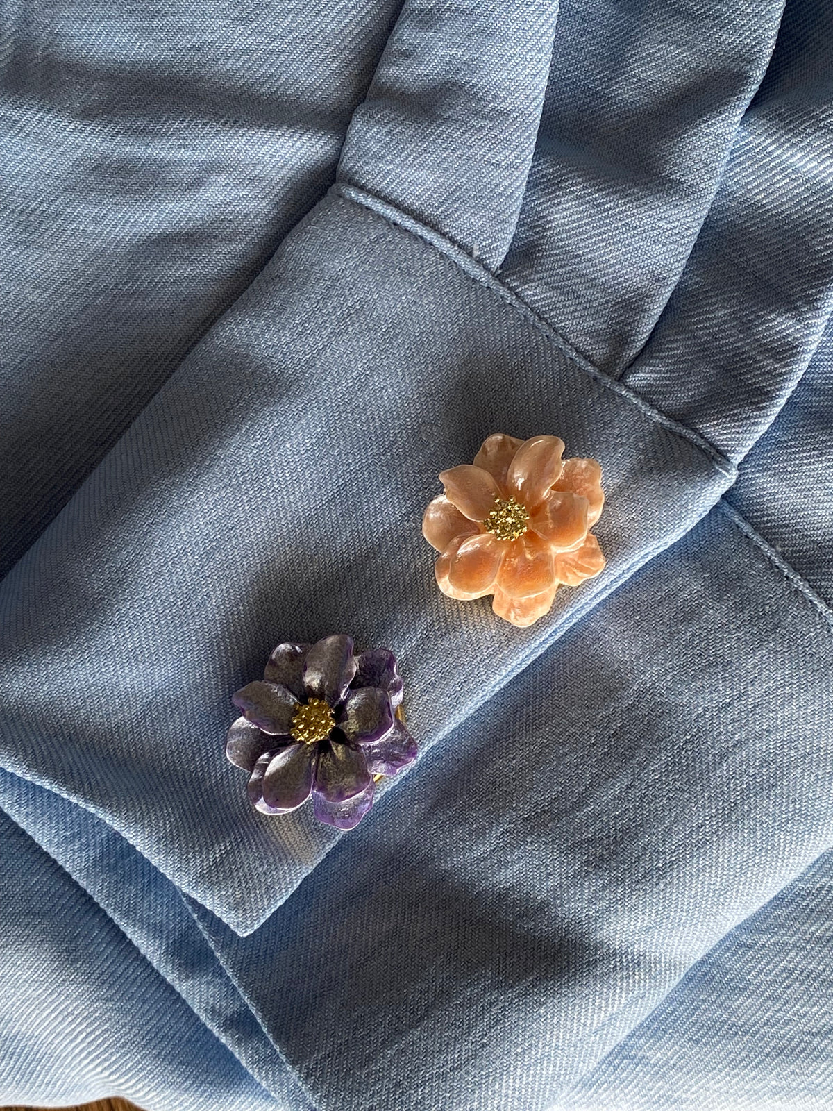 Pink flower Button Covers