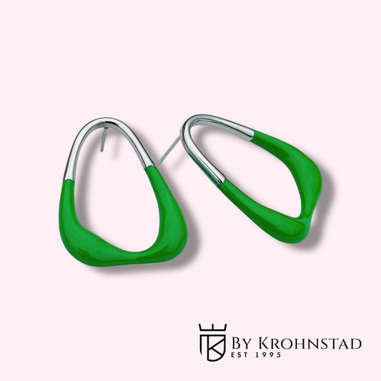 Green dipped hoops silver