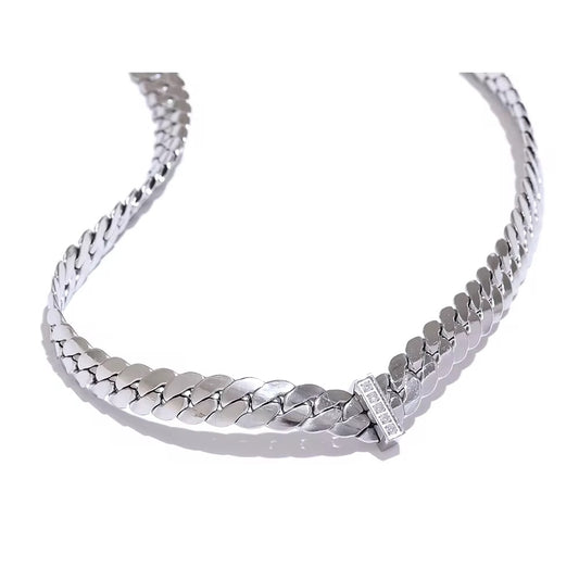 Cuban V- chain silver  necklace