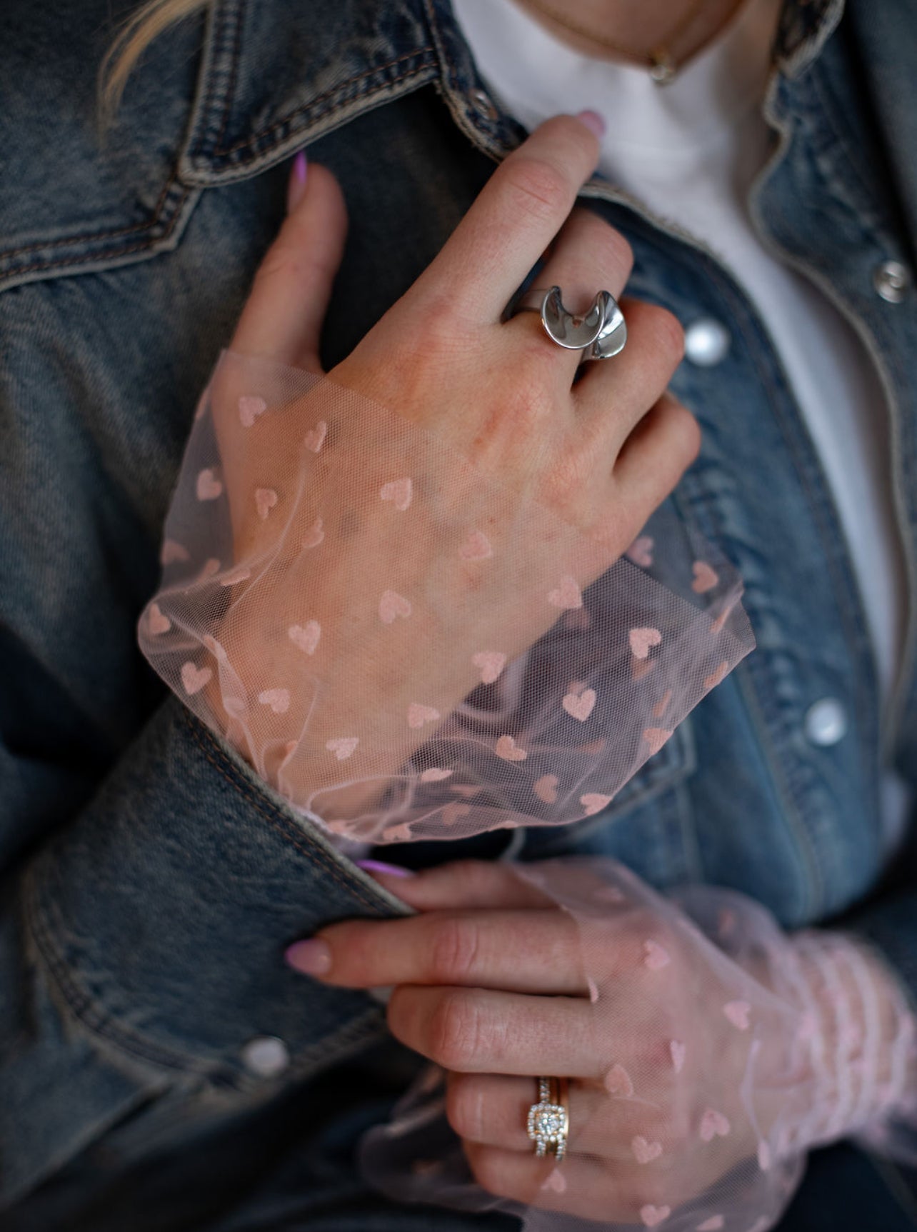 Pink heart wrist cuff