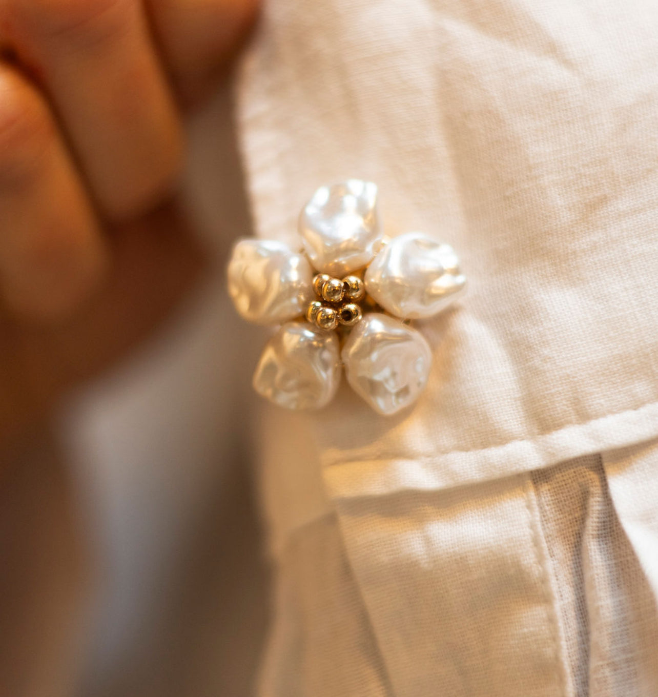 White flower Button Cover