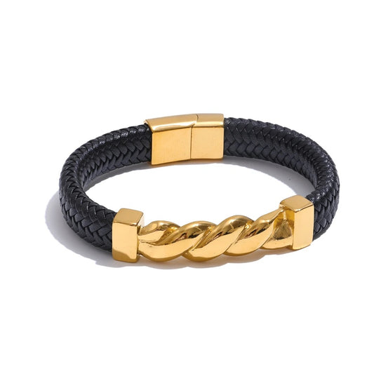 Braided leather bangle