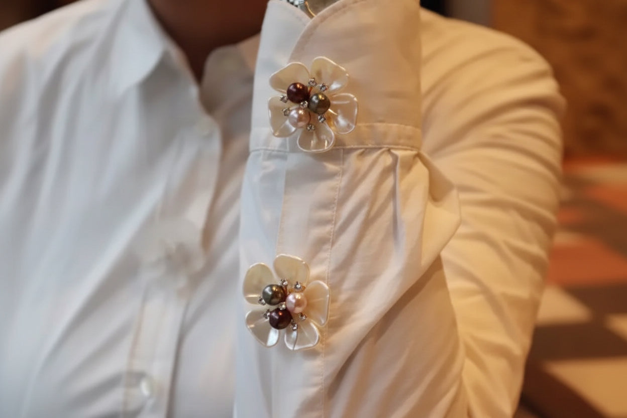 Pearl Blossom Button Covers