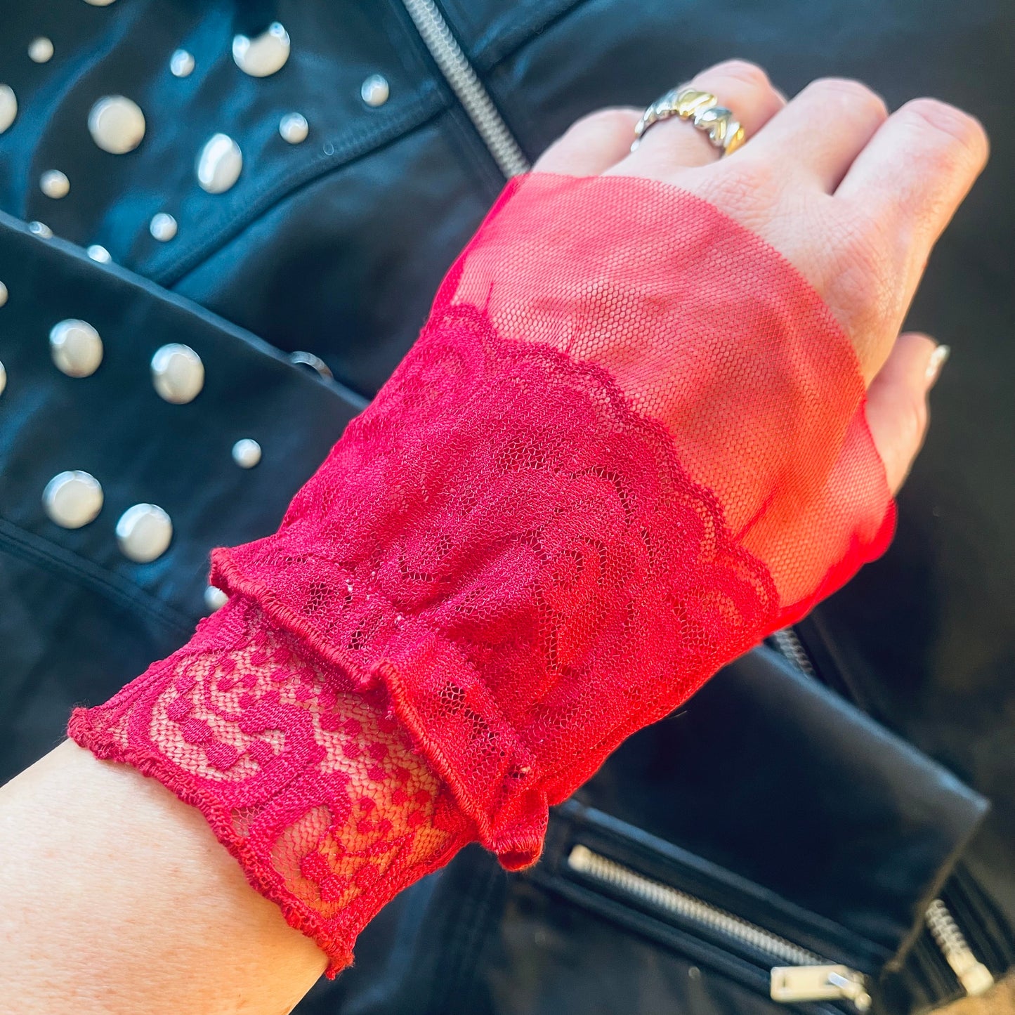 Red lace wrist cuff