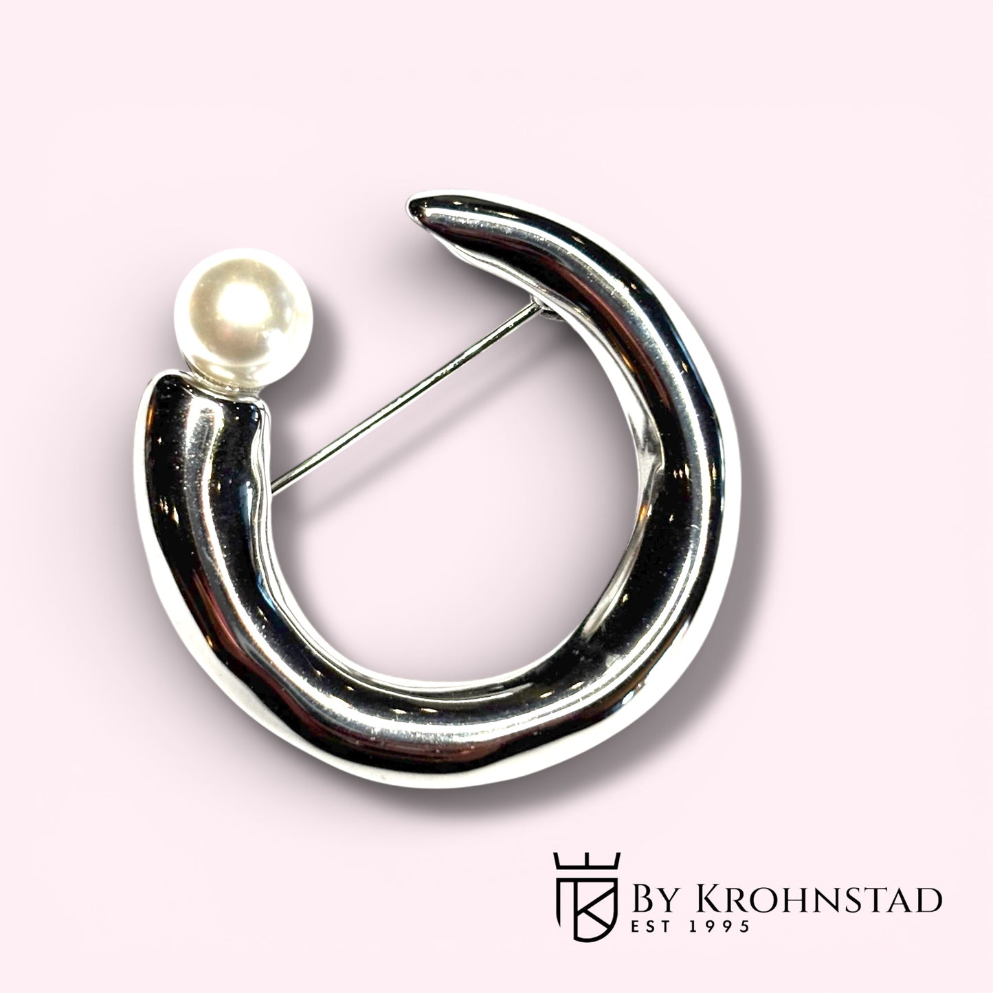 Silver pearl  brooch