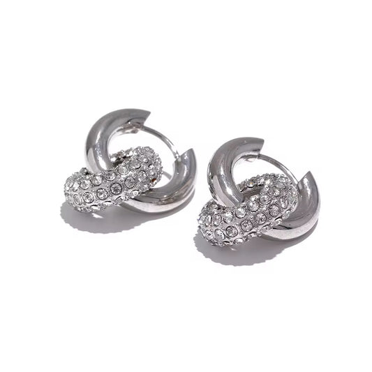 Power ring earrings silver