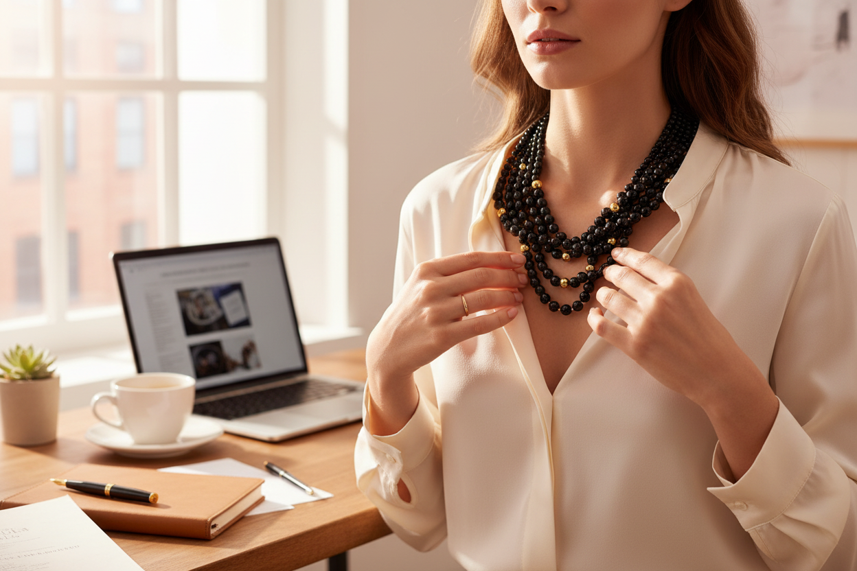 Acrylic beads necklace black