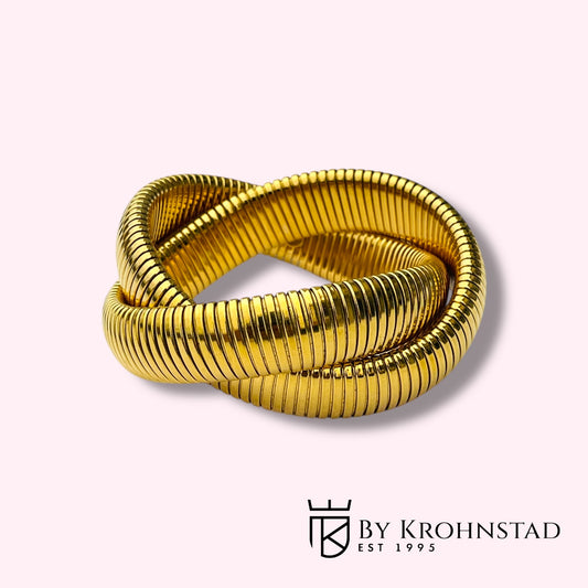 Double elastic gold bangle