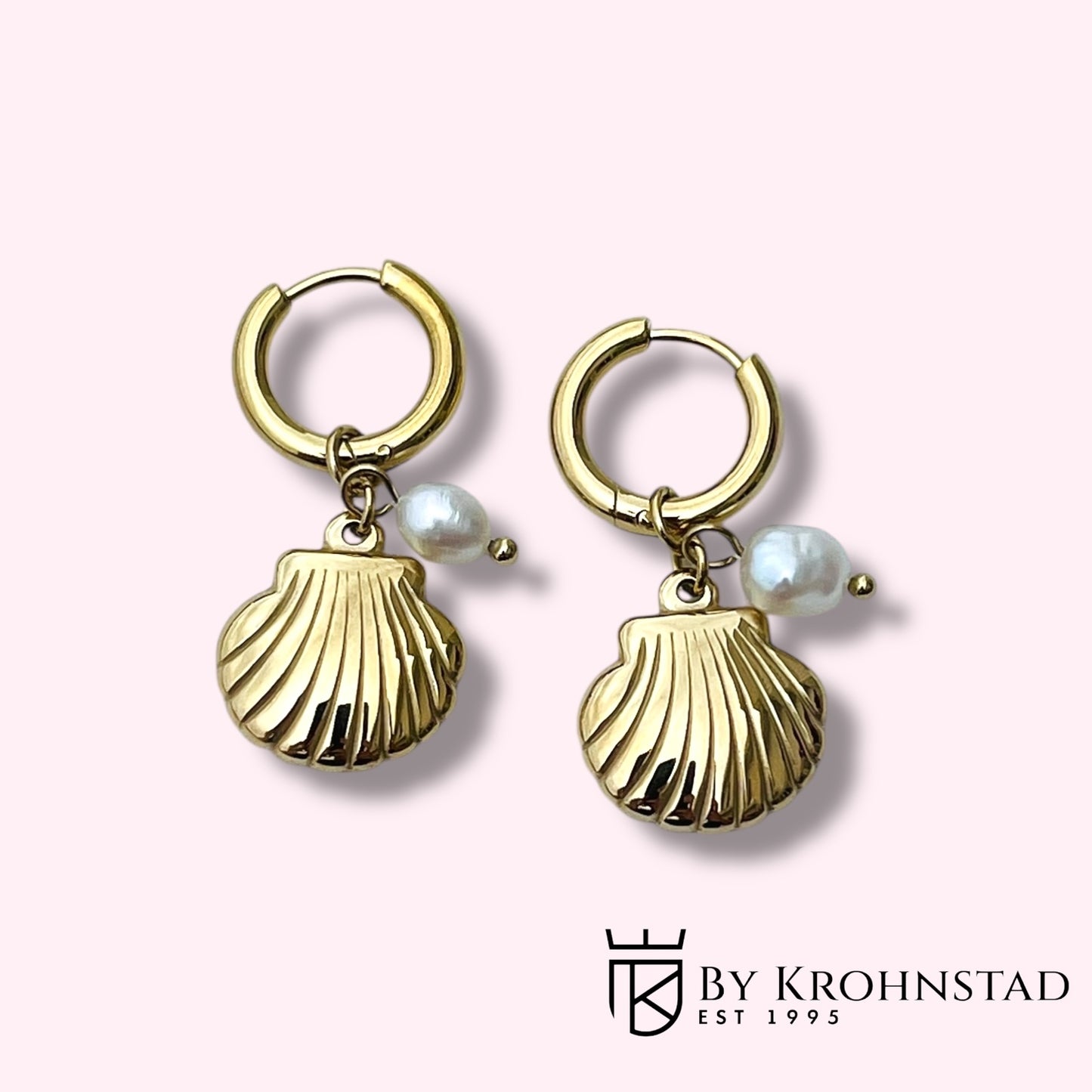 Shell Pearl Hoops gold