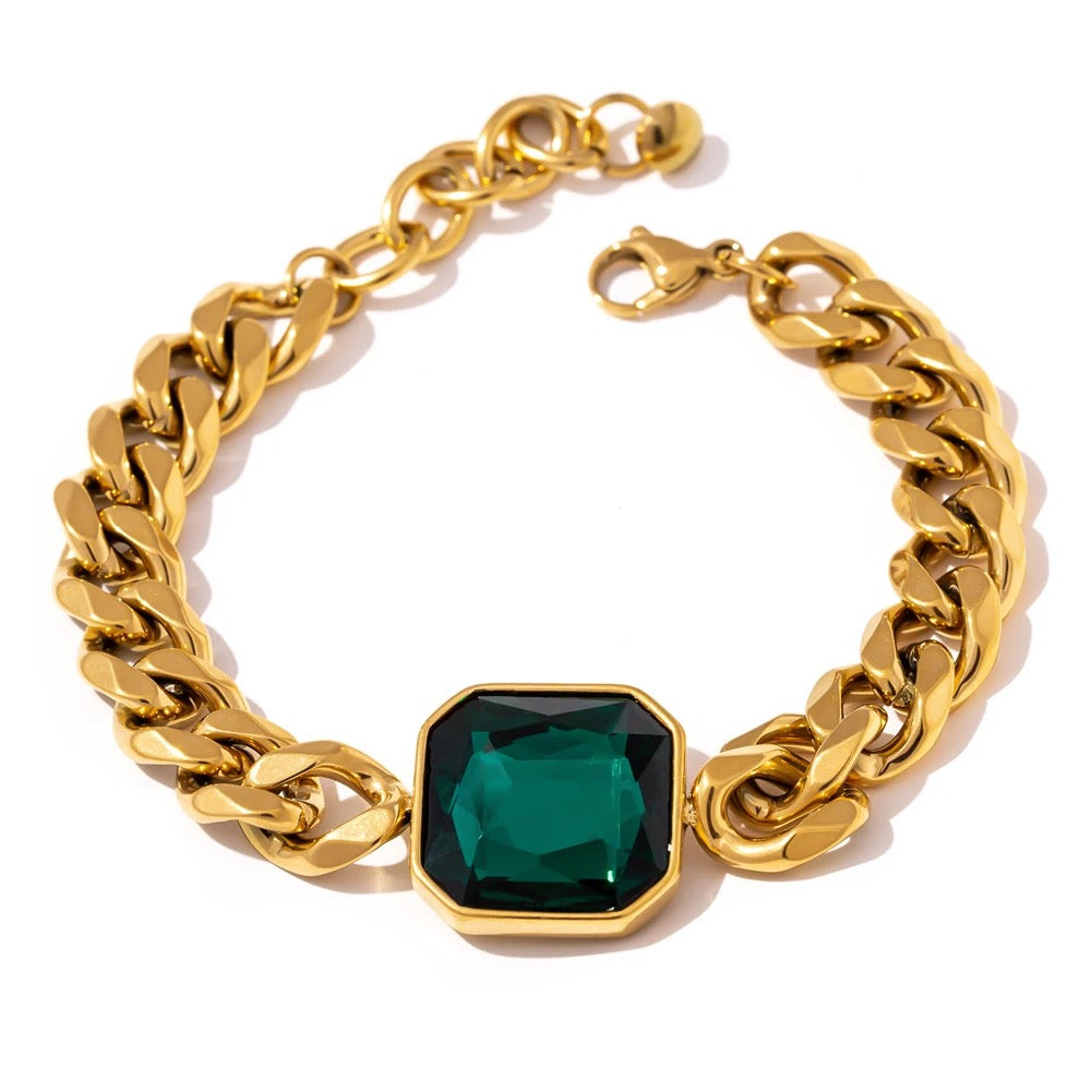 Emerald chain bracelet