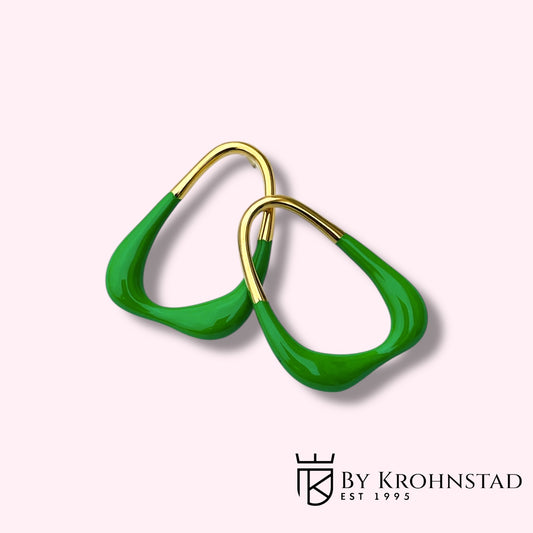 Green dipped hoops gold