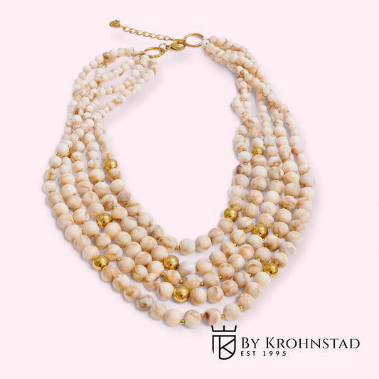 Acrylic beads necklace cream