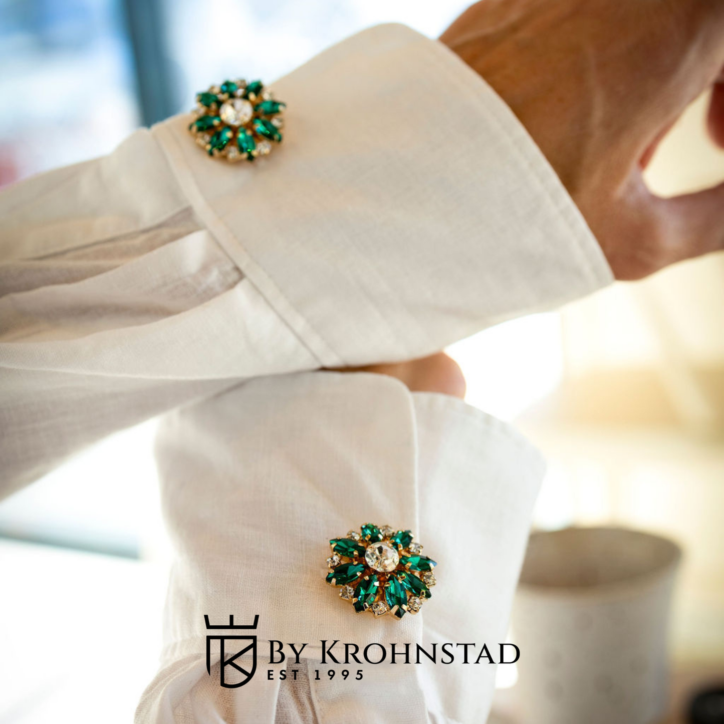 Green Crystal Button Covers