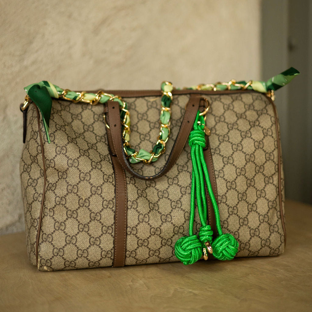 Green knot bag charm
