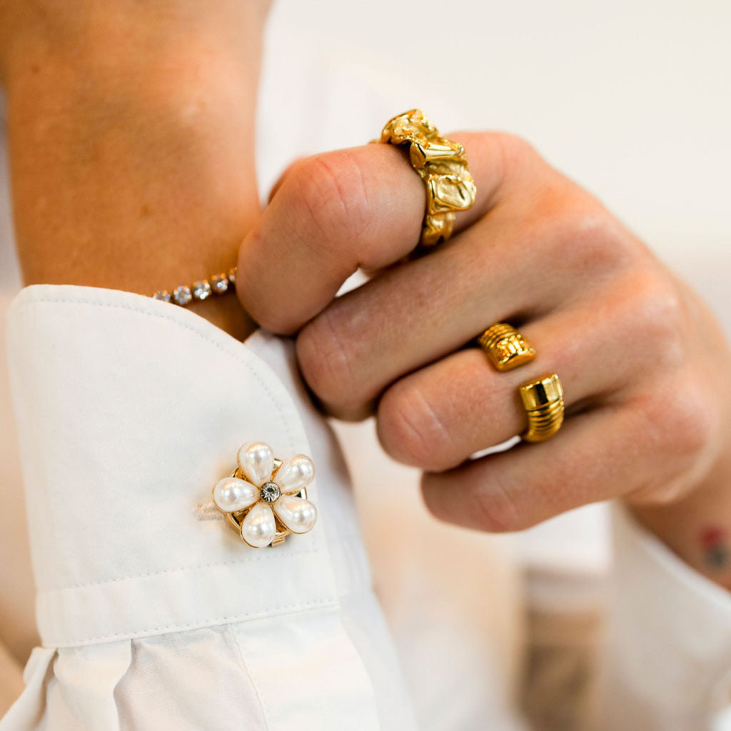 Flower Pearl Button Covers