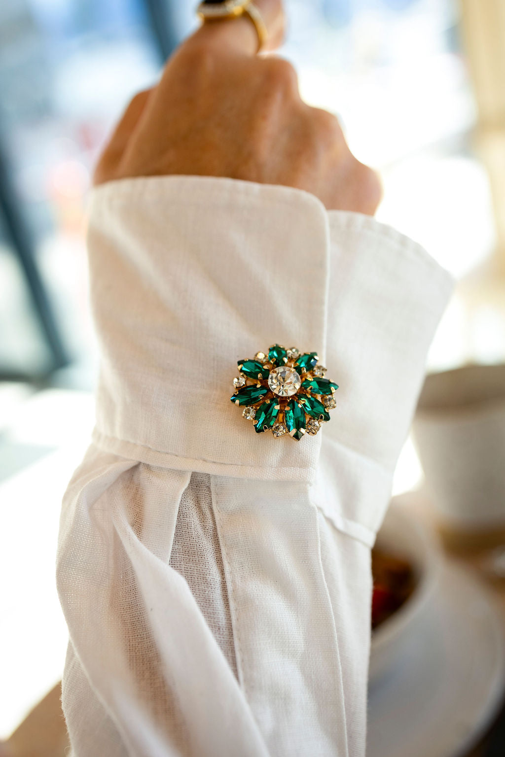 Green Crystal Button Covers