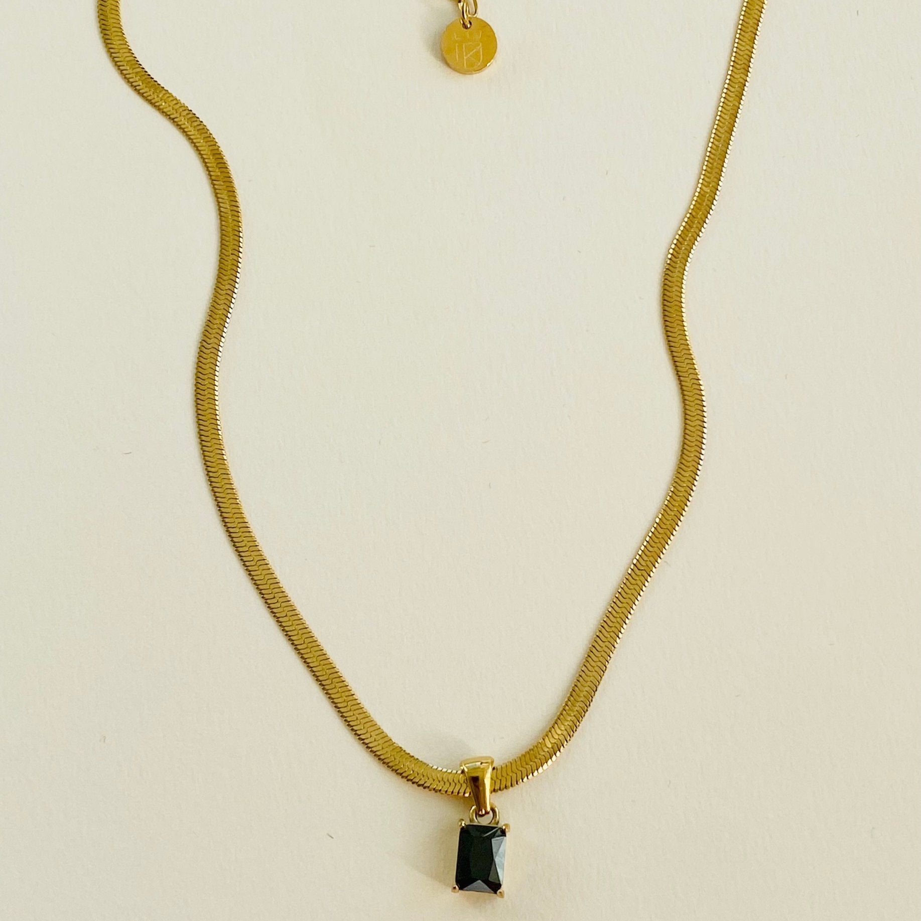 Snacke chain necklace black - By Krohnstad