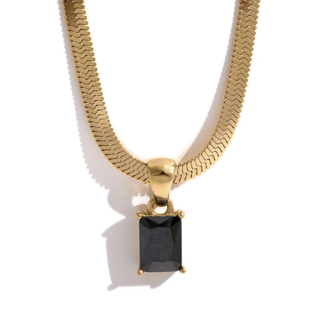 Snacke chain necklace black - By Krohnstad