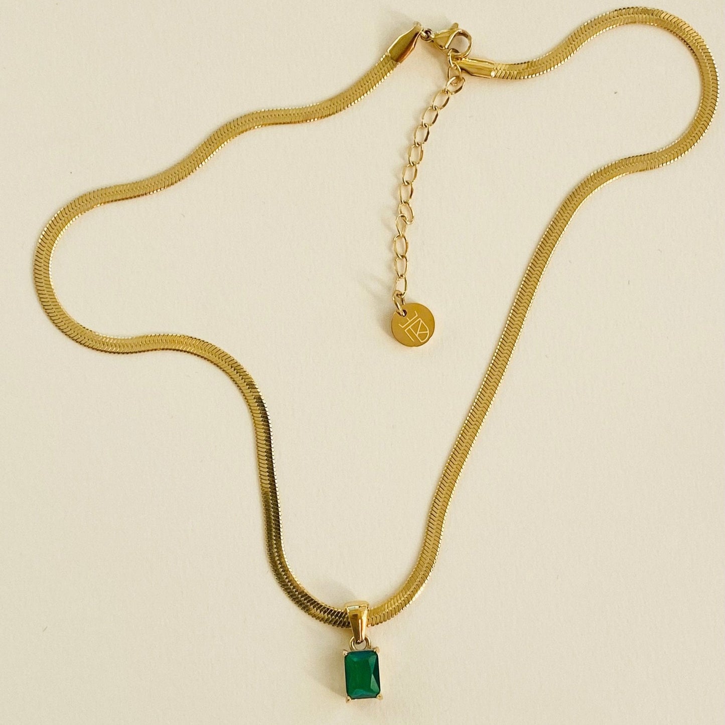 Snake chain necklace green - By Krohnstad